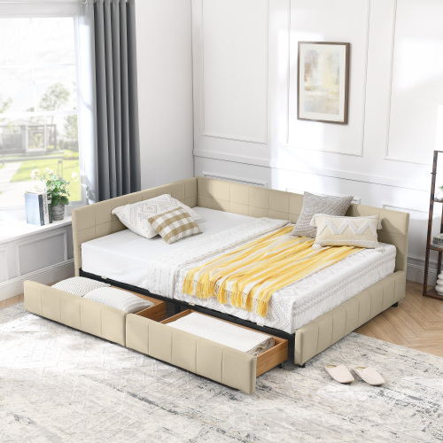 Full Size Storage Upholstered Tufted Bed Frame, Sofa Bed Frame with Comfortable Backrest and Armrests, Full Size Bed for Bedroom, Living Room,Velvet, BEIGE(80.5''*59''*29.5'') - Foam - Box Spring Not Required - Eucalyptus - Composite