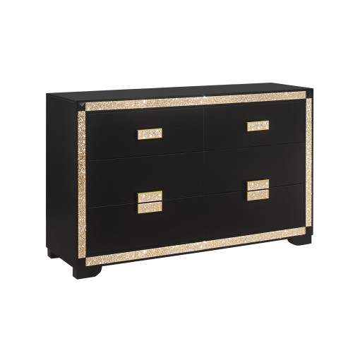 LIVELY BLACK/GOLD DRESSER - Solid Wood+MDF - Solid Wood+MDF - Contemporary - Bedroom - Rubberwood - Solid Wood - Not Specified - Not Specified - Not Specified - Not Specified - Not Specified - Not Specified - Not Specified - Not Specified - Not Specified - Not Specified - Not Specified