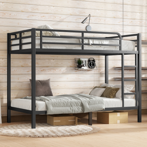 Metal Twin XL over Twin XL Bunk Bed for Teens and Adults,Space-Saving/Noise Reduced/No Box Spring Needed, Black - Not Specified - Not Specified