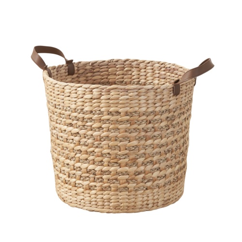 Isidore Water Hyacinth Woven Round Multi Use Storage Basket - 15.7" x 15.7" x 11.8" - Natural Brown - Light Brown - Wicker - Farmhouse - Bedroom
