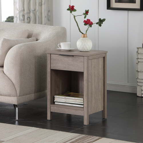Nightstand with Drawer,End Table With Drawer and Open Shelf,Easy Assemble,Sturdy Side Frames,Metal Handle,Night Stand for Bedroom, Side Table for LivingRoom,Rustic Grey - 1 Drawer Gray - Particle Board - 1 Drawer - Not Specified
