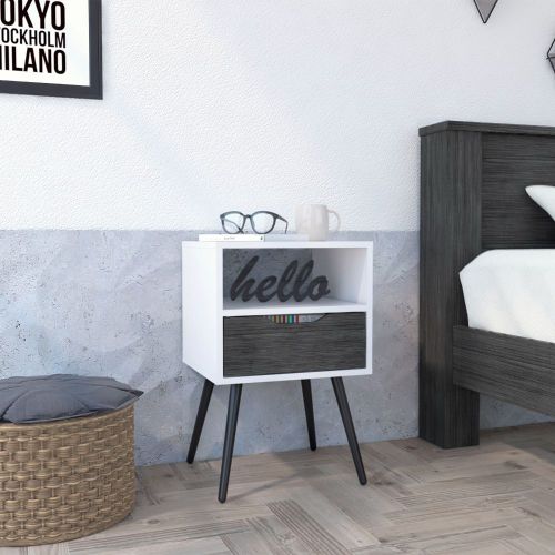 Allie Nightstand, Superior Top, Open Shelf, One Drawer - Multicolor - Particle Board - Melamine - Modern - 1 Drawer - Not Specified - Not Specified - Not Specified - Bedroom
