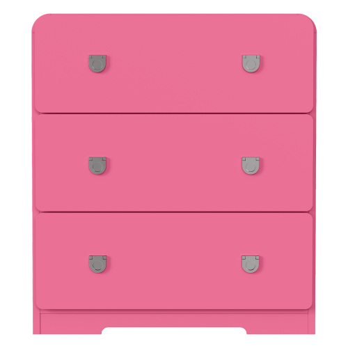 Pink 3 Drawer Nightstand Modern Painted Bedside Table with U-Shaped Handles for Bedroom and Entryway - MDF - Not Specified