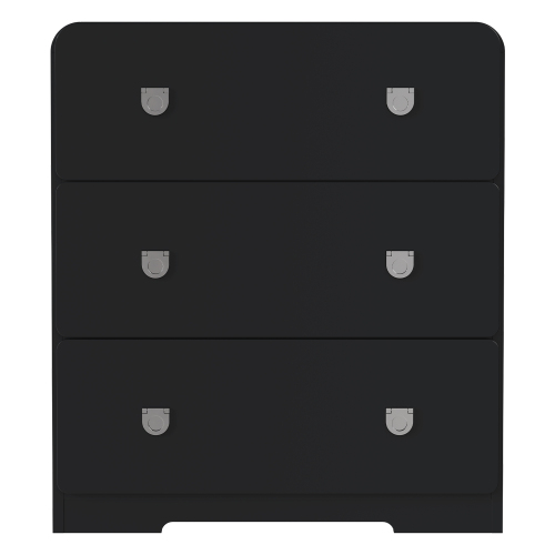 Black 3 Drawer Nightstand Modern Painted Bedside Table with U-Shaped Handles for Bedroom and Entryway - MDF - Not Specified