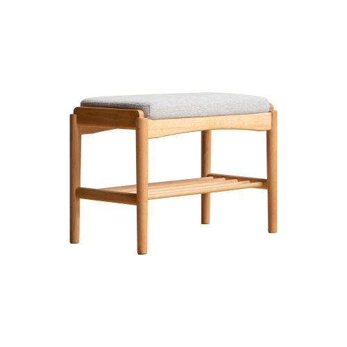 (Beige) Natural Solid Wood Shoe Bench, Mid-Century Modern Storage Bench with High Rebound Sponge Cushion for Entryway and Living Spaces - Upholstered - Upholstered - Beech - Nature - Not Specified - Primary Living Space - Shelves - Step Stools & Step Ladders - Cotton or Cotton Blend - Not Specified