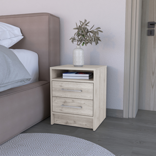 Nightstand Cartiz, Two Drawers, Light Gray Finish - Particle Board