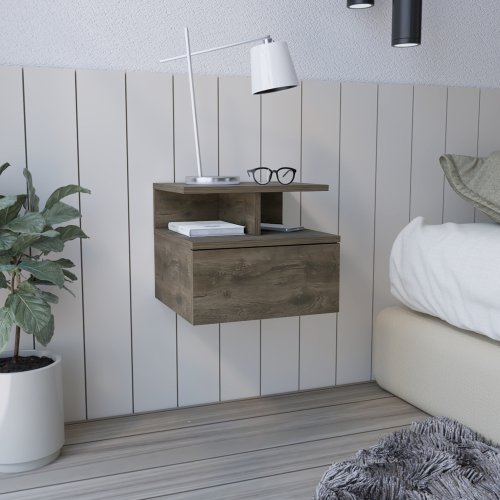 Adele Floating Nightstand with Drawer and Open Storage Shelves - Engineered Wood - Engineered Wood - Particle Board - Modern - 1 Drawer - Shelf - Bedroom - Not Specified - Not Specified - Not Specified - Not Specified