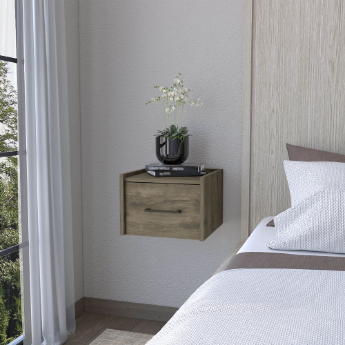 Elfrida Wall-Mounted Nightstand, Sleek Single-Drawer Design with Spacious Top Shelf - Engineered Wood - Engineered Wood - Particle Board - Not Specified - Not Specified - Not Specified