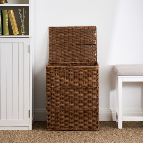 Joseph Rectangular Woven Resin Wicker Laundry Hamper - 17.3" x 13.8" x 23.6" - Espresso Brown - Chocolate - Farmhouse - Bedroom