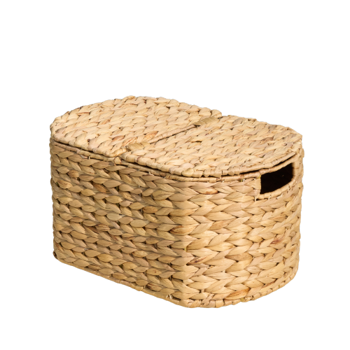 Water Hyacinth Woven Brown Oval Kitchen and Picnic Basket - Not Specified - Casual,Farmhouse,Rustic - Not Specified