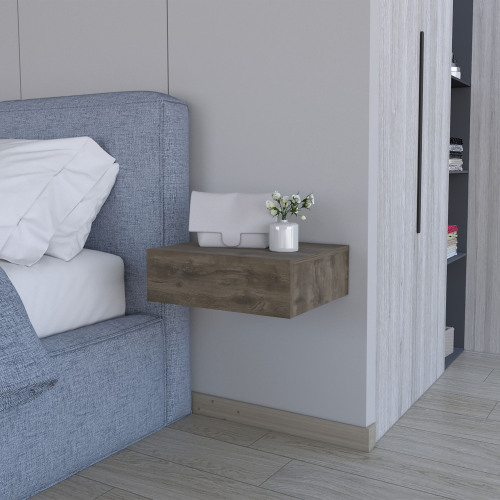 Vienna Floating Nightstand, Sleek Wall-Mounted Design with Spacious Drawer Storage - Engineered Wood - Engineered Wood - Melamine - Contemporary - 1 Drawer - Bedroom - Not Specified - Not Specified