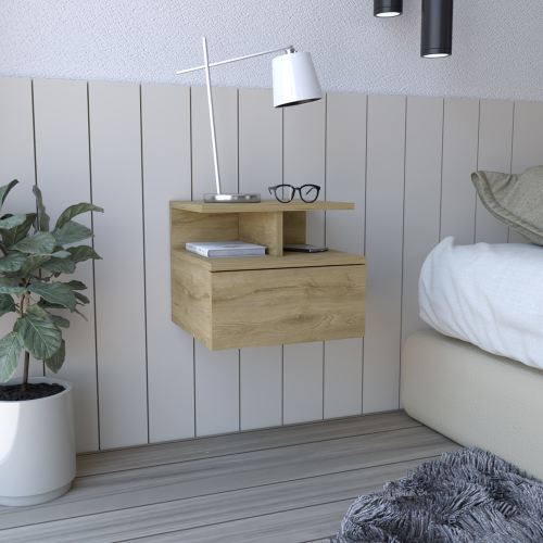 Adele Floating Nightstand with Drawer and Open Storage Shelves - Engineered Wood - Engineered Wood - Particle Board - Modern - 1 Drawer - Shelf - Bedroom - Not Specified - Not Specified - Not Specified - Not Specified - Engineered Wood - Engineered Wood - Particle Board - Modern - 1 Drawer - Shelf - Open Storage - Bedroom - Not Specified - Not Specified - Not Specified - Not Specified