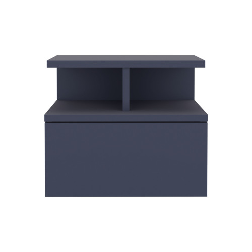 Adele Floating Nightstand, With One Drawer And Two Small Below Shelves For Storage or Decor, Navy Blue - White - Particle Board - Not Specified - Modern - Not Specified - Not Specified - Not Specified - Primary Living Space - Not Specified - Not Specified - Not Specified - Not Specified