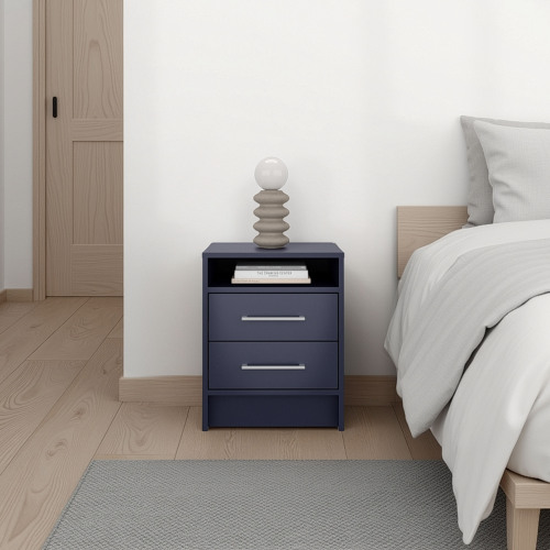 Eter Nightstand Minimalist Modern Style, Superior Top Shelf, One Open Storage Shelf And Two Drawers, Modern Bedside Storage - Blue - Particle Board - Not Specified - Not Specified - Not Specified - Not Specified - Bedroom