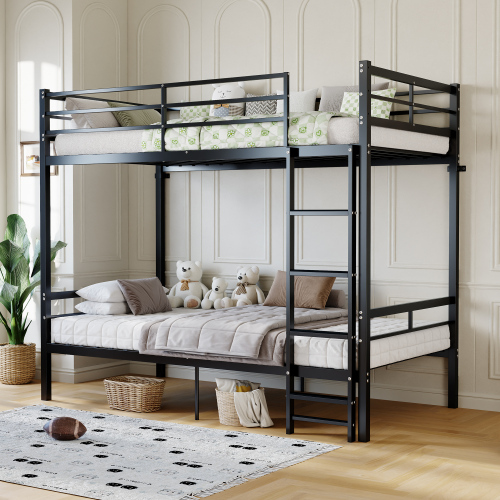 Bunk Bed with Ladder and high Guardrail Metal Bunk Bed, Storage Space, Noise Free,Twin Over Twin Size,BLACK - Modern - Bathroom - Box Spring Not Required