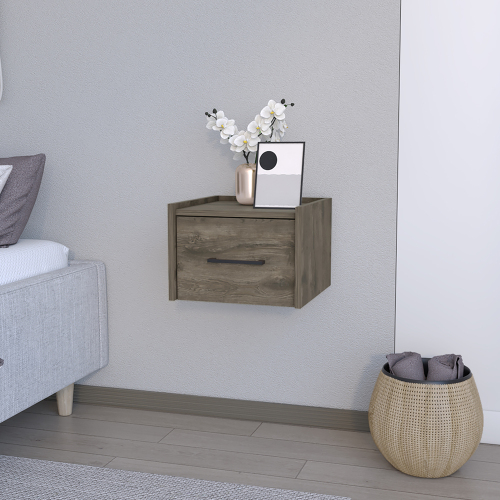 Floating Nightstand Calion, Bedroom, Dark Brown - Engineered Wood - Engineered Wood - Particle Board