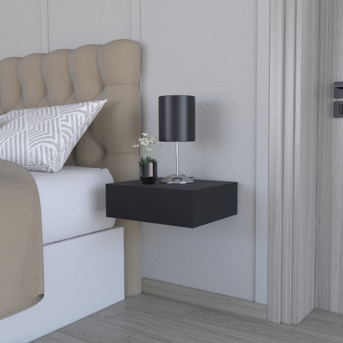 Nightstand Isola, Bedroom, Black - Engineered Wood - Engineered Wood - Particle Board
