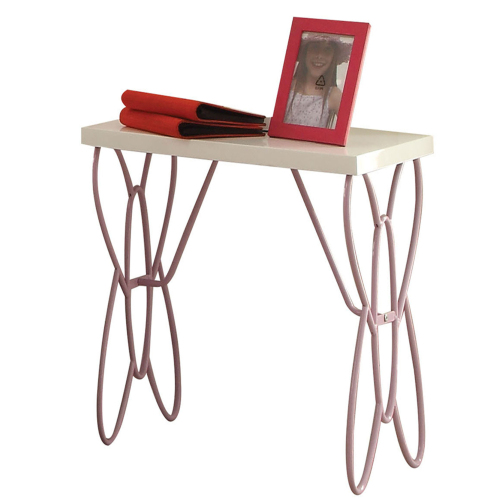 White and Light Purple Nightstand - Wood+Metal - Shabby Chic - Rectangle - Bedroom