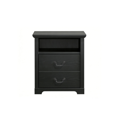 1pc Nightstand Metal Handles Black Finish Rustic Bedroom Furniture - Engineered Wood - Engineered Wood,Particle Board - 2 Drawers - Drawers