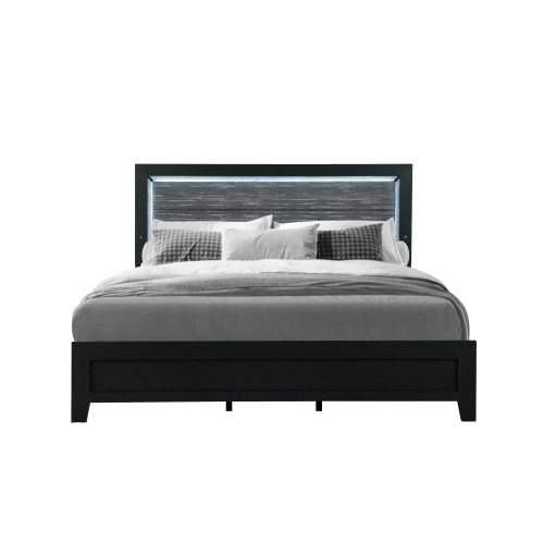 CARLOS BLACK QUEEN BED WITH LED - Solid Wood+MDF - Solid Wood+MDF - Transitional - Bedroom - Not Specified - Not Specified - Not Specified - Bed Frame - Box Spring Required - Not Specified - Not Specified - Not Specified - Not Specified