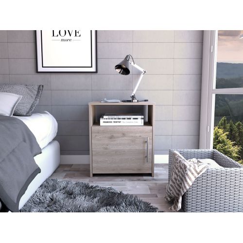 Nightstand Cuarzz, One Cabinet, Light Gray Finish - Particle Board