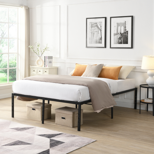 Full Size Bed Frame , Heavy Duty Metal Bed Frame , Quick & Easy Assembly, No Noise, Black - Not Specified
