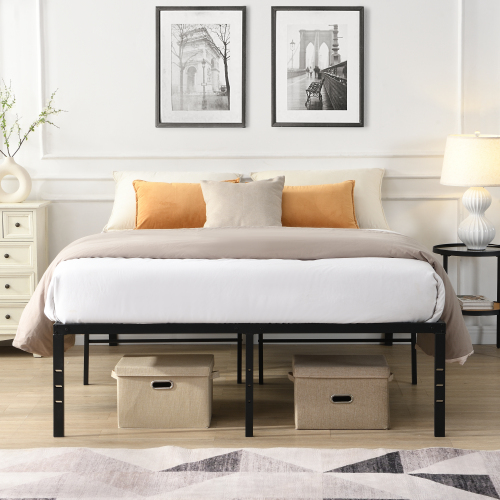 King Size Bed Frame , Heavy Duty Metal Bed Frame , Quick & Easy Assembly, No Noise, Black - Not Specified