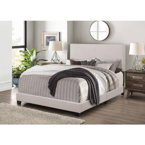 Khaki Linen Upholstered Twin Size Bed Frame, Solid Rubber Wood Bed with 4 Slats - MDF,Rubber Wood - Contemporary,Minimalist,Transitional - Bedroom - Box Spring Required - Rubberwood