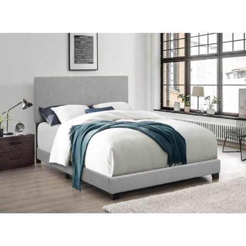 Light Gray Linen Upholstered Twin Size Bed Frame, Solid Rubber Wood Bed with 4 Slats - MDF,Rubber Wood - Contemporary,Minimalist,Transitional - Bedroom - Box Spring Required - Rubberwood