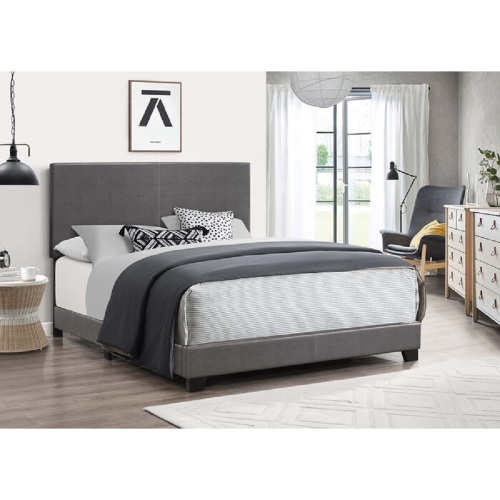 Dark Gray PU/Faux Leather Upholstered Twin Size Bed Frame, Solid Rubber Wood Bed with 4 Slats - MDF,Rubber Wood - PU Leather - Contemporary,Minimalist,Transitional - Bedroom - Box Spring Required - Rubberwood