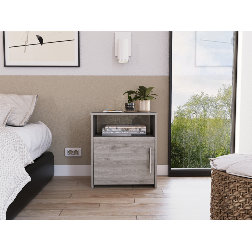 Florian 1-Shelf Nightstand Light Grey - Light Gray - Particle Board