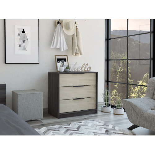 Kaia 3 Drawers Dresser, Superior Top -Black / Pine - Multicolor - Particle Board - Particle Board - Not Specified - Not Specified - Not Specified - Not Specified - Not Specified