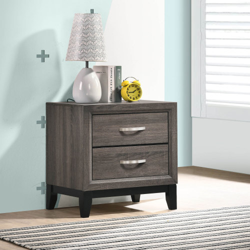 Stephan Grey Oak 2-Drawer Nightstand - MDF - 2 Drawers - Drawers - Drawer Storage - Bedroom