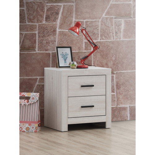 Brantford Coastal White 2-Drawer Nightstand - MDF - 2 Drawers - Drawers - Bedroom