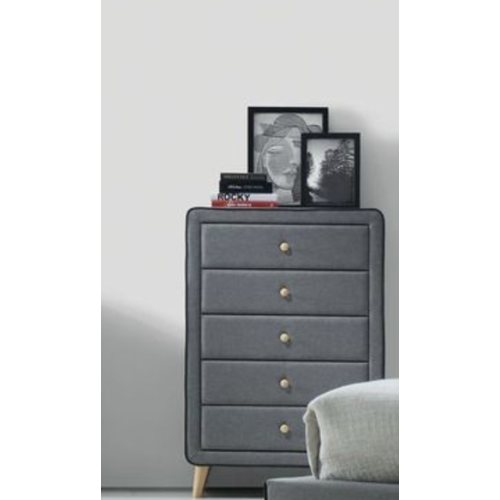 Valda Light Gray Fabric Chest - Fabric,Synthetic Wood