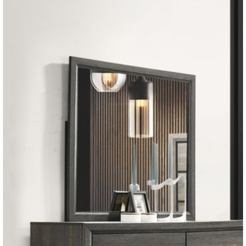 Valdemar Weathered Gray Finish Mirror - Mirror,Synthetic Wood