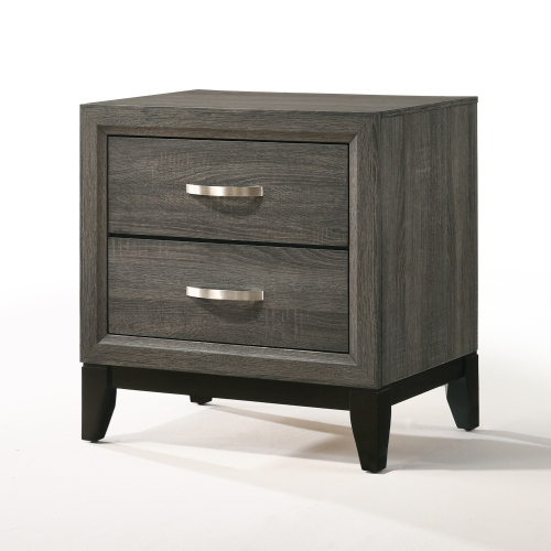 Valdemar Weathered Gray Finish Nightstand - Synthetic Wood