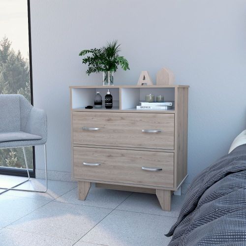Aaron 2-Drawer 2-Shelf Dresser Light Gray - Particle Board
