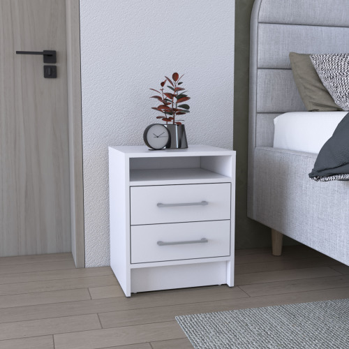 Greter 24"  Two-Drawer Night Stand  With open shelf White - Particle Board - Not Specified - Not Specified - Not Specified - Not Specified - Not Specified - Not Specified
