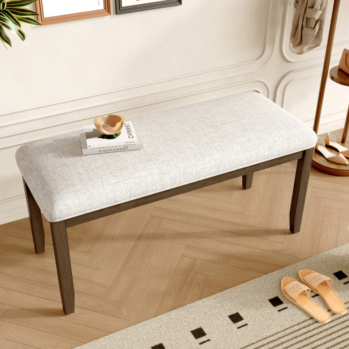 Upholstered Bench for Bedroom End of Bed,38-inch Entryway Bench for Living Room,Dining Bench with Padded Seat and Solid Wood Leg for Kitchen Bedroom,Indoor and Hallway (Bench, Beige+Brown) - Rubber Wood - American Design,Classic,Mid-Century Modern - Rubberwood - Not Specified - Not Specified - Foam - Not Specified - Not Specified - Not Specified - Not Specified - Not Specified - Not Specified - Not Specified - Not Specified - Not Specified - Not Specified - Not Specified