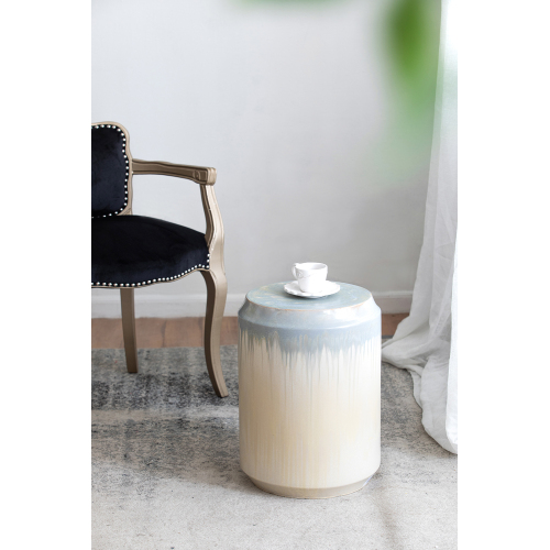 D13x18" Florence Reactive Glaze Ceramic Garden Stool, Accent Side Table - Blue