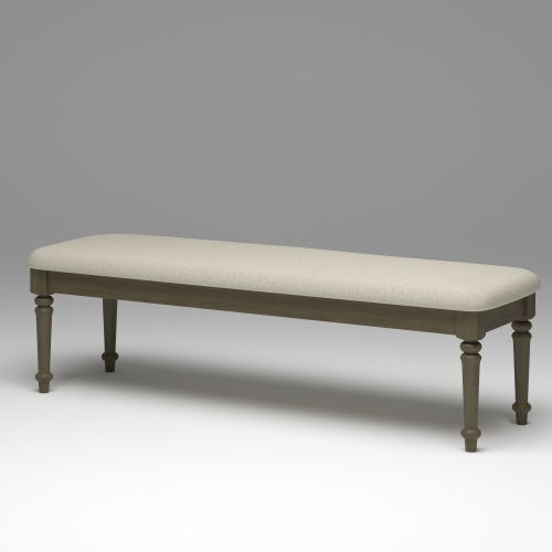 59.8-inch Upholstered Bed Bench, Farmhouse Wood Ottoman with Turned Rubberwood Legs and Beige Linen Seat, Traditional Dining Entryway Bench, Antique Bronze - Linen,Solid Wood - Not Specified - Not Specified - Primary Living Space