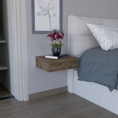 Milano Floating Nightstand , End Table, Side Table Wall-Mounted with Drawer- Dark Brown -Bedroom - Particle Board - Particle Board - Not Specified - Not Specified - Not Specified - Not Specified - Not Specified