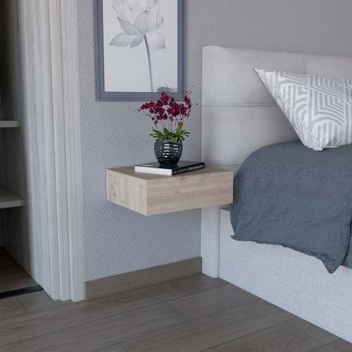 Milano Floating Nightstand , End Table, Side Table Wall-Mounted with Drawer -Light Gray -Bedroom - Particle Board - Particle Board - Not Specified - Not Specified - Not Specified - Not Specified - Not Specified