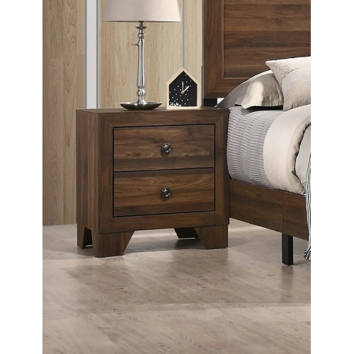 1pc Transitional 2-Drawer Nightstand with Metal Hardware Brown Cherry Finish Bedroom Furniture - Wood - 2 Drawers - Bedside Cabinet - Not Specified - Not Specified - Not Specified - Not Specified - Not Specified - Not Specified - Not Specified - Not Specified