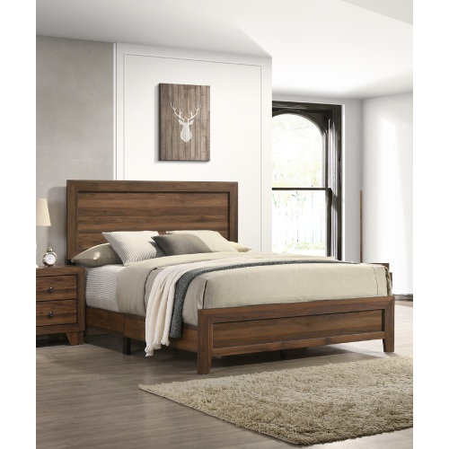 Brown Cherry Finish Fabric 1pc Full Size Panel Bed Beautiful Wooden Bedroom Furniture Contemporary Style - Not Specified - Not Specified - Not Specified - Bed Frame - Box Spring Required - Not Specified - Not Specified - Not Specified - Not Specified