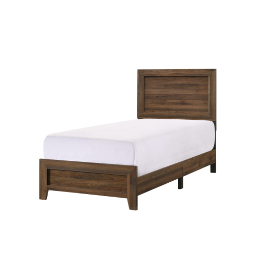 Brown Cherry Finish Fabric 1pc Twin Size Panel Bed Beautiful Wooden Bedroom Furniture Contemporary Style - Not Specified - Not Specified - Not Specified - Bed Frame - Box Spring Required - Not Specified - Not Specified - Not Specified - Not Specified