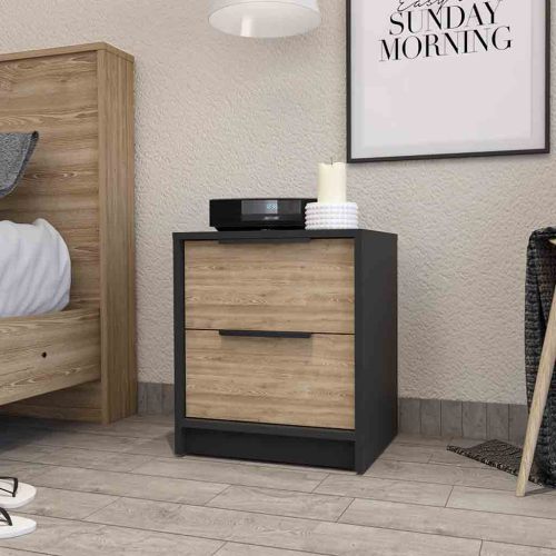 Washington Nightstand, Two Large Drawers - Multicolor - Particle Board - Melamine - Modern - 2 Drawers - Bedroom - Not Specified - Not Specified - Not Specified