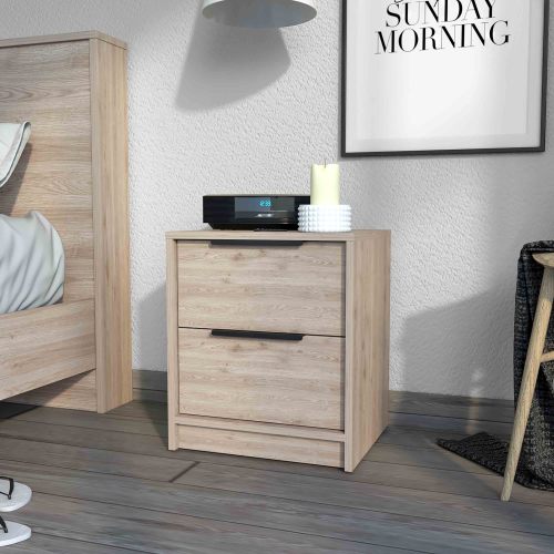 Washington Nightstand, Two Large Drawers - LIGHT GREY - Particle Board - Melamine - Modern - 2 Drawers - Bedroom - Not Specified - Not Specified - Not Specified
