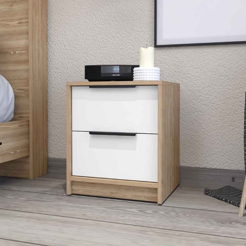 Washington Nightstand, Two Large Drawers - Multicolor - Particle Board - Melamine - Modern - 2 Drawers - Bedroom - Shelving - Open Storage - Not Specified